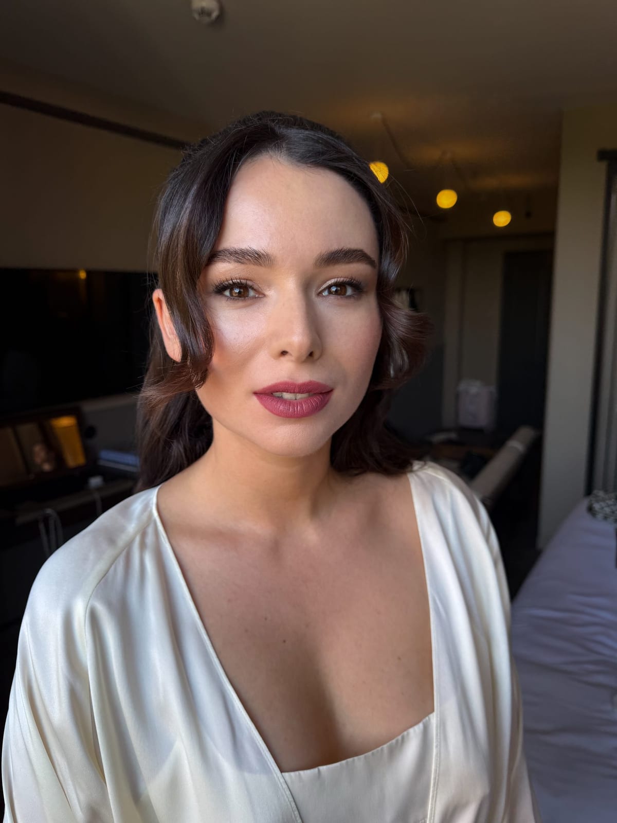 Soft, radiant bridal makeup on a London bride